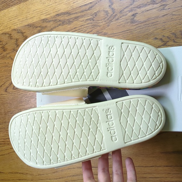 NIB FARM Rio Slide Sandals Adidas Collab Multicolor Abstract Print Womens Size 7 - Picture 8 of 11